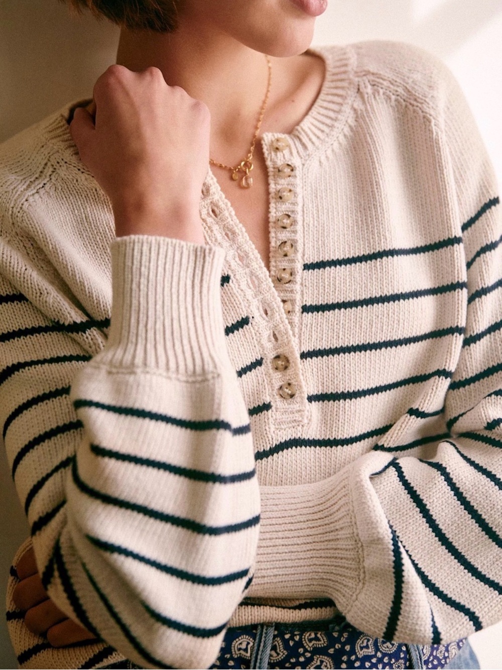 Sézane Léontine Jumper- Cream and Navy